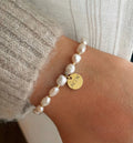 Ferskvannsperle armbånd "MOM"/vannfast