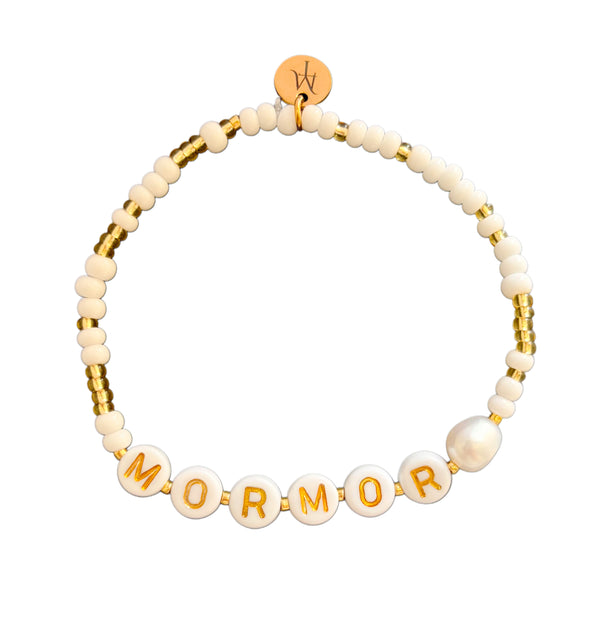 Valgfri tekst armbånd (strikk med ferskvannsperle)