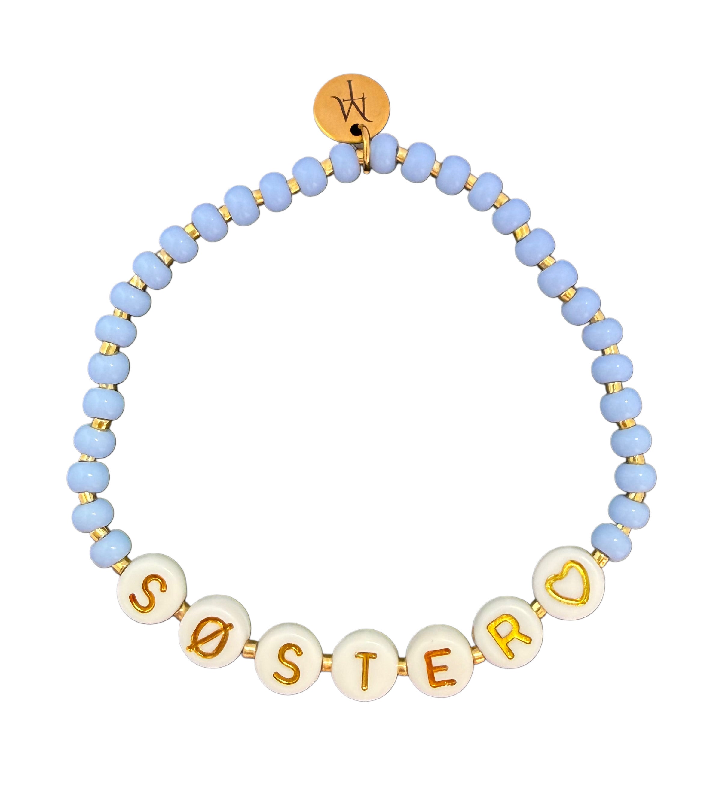 Valgfri tekst armbånd, elastisk strikk, lyseblå