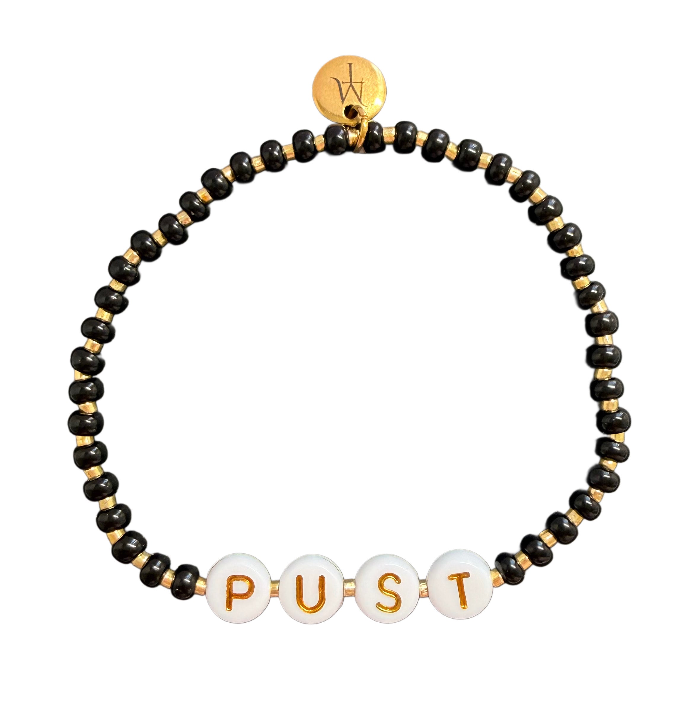 Valgfri tekst armbånd (svart, elastisk strikk)