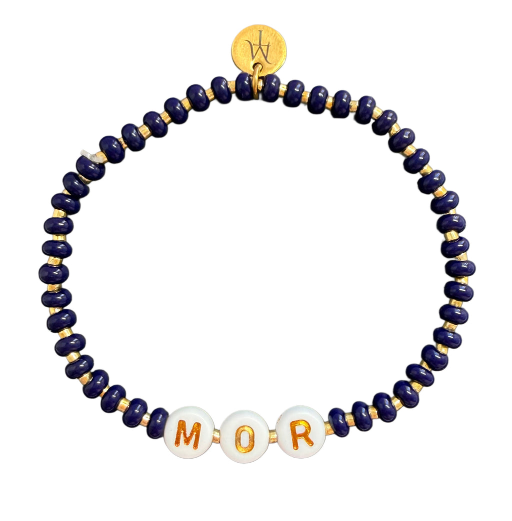 Valgfri tekst armbånd, elastisk strikk, marineblå