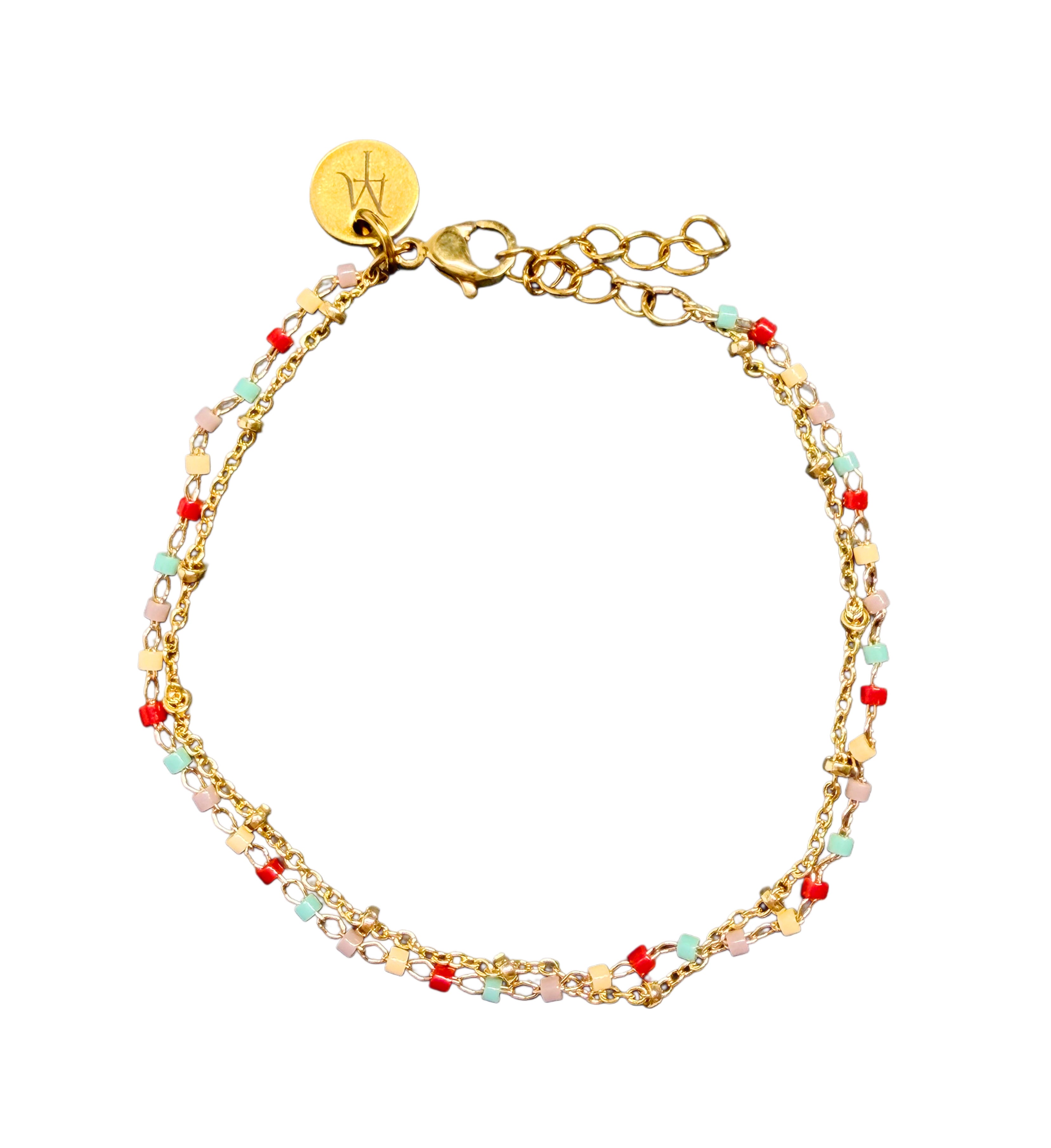 Flerfarget dobbel chain armbånd