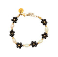 Svart blomst armbånd (lås med forlenger)