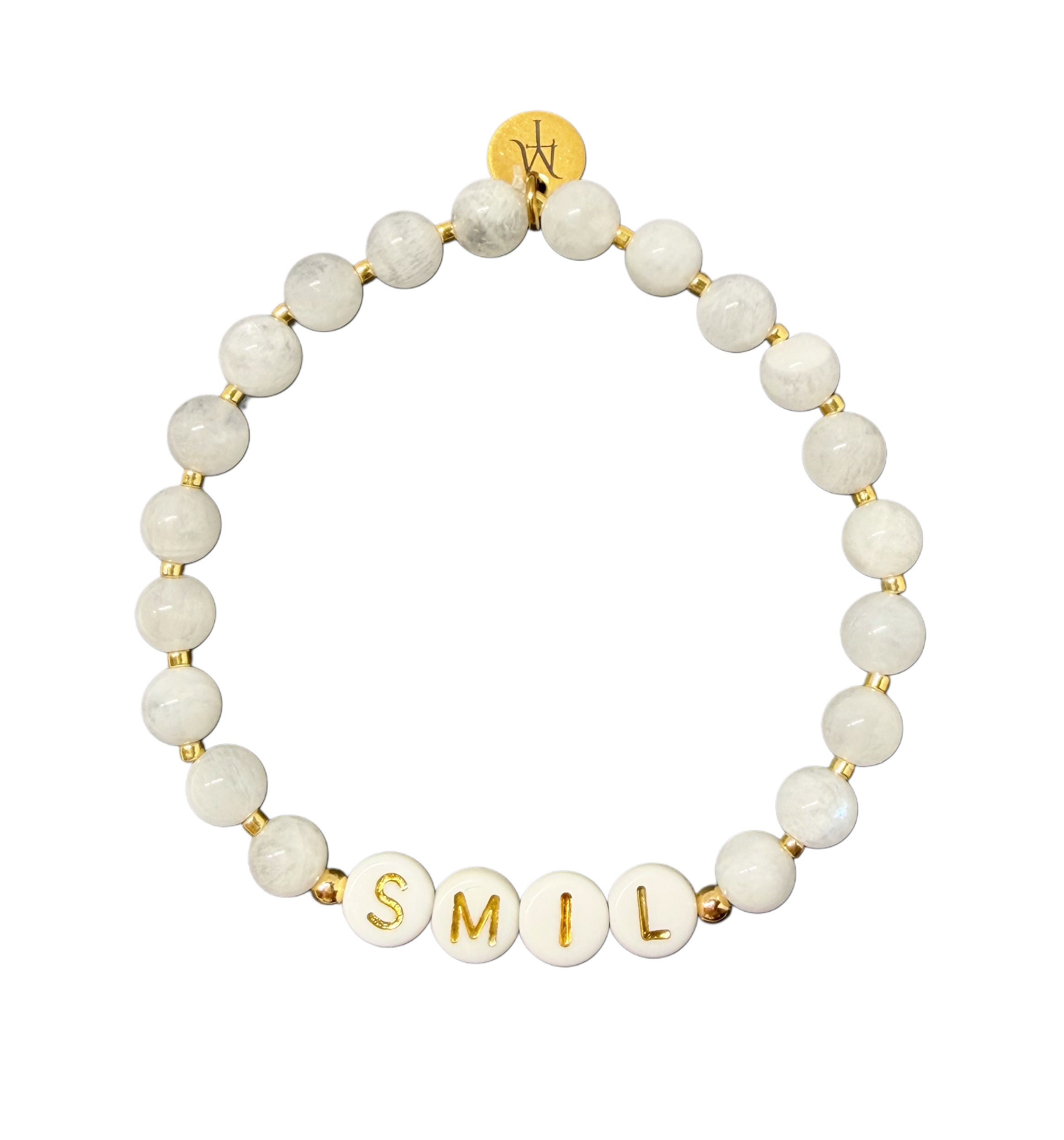 Valgfri tekst armbånd (Månesten perler, strikk)