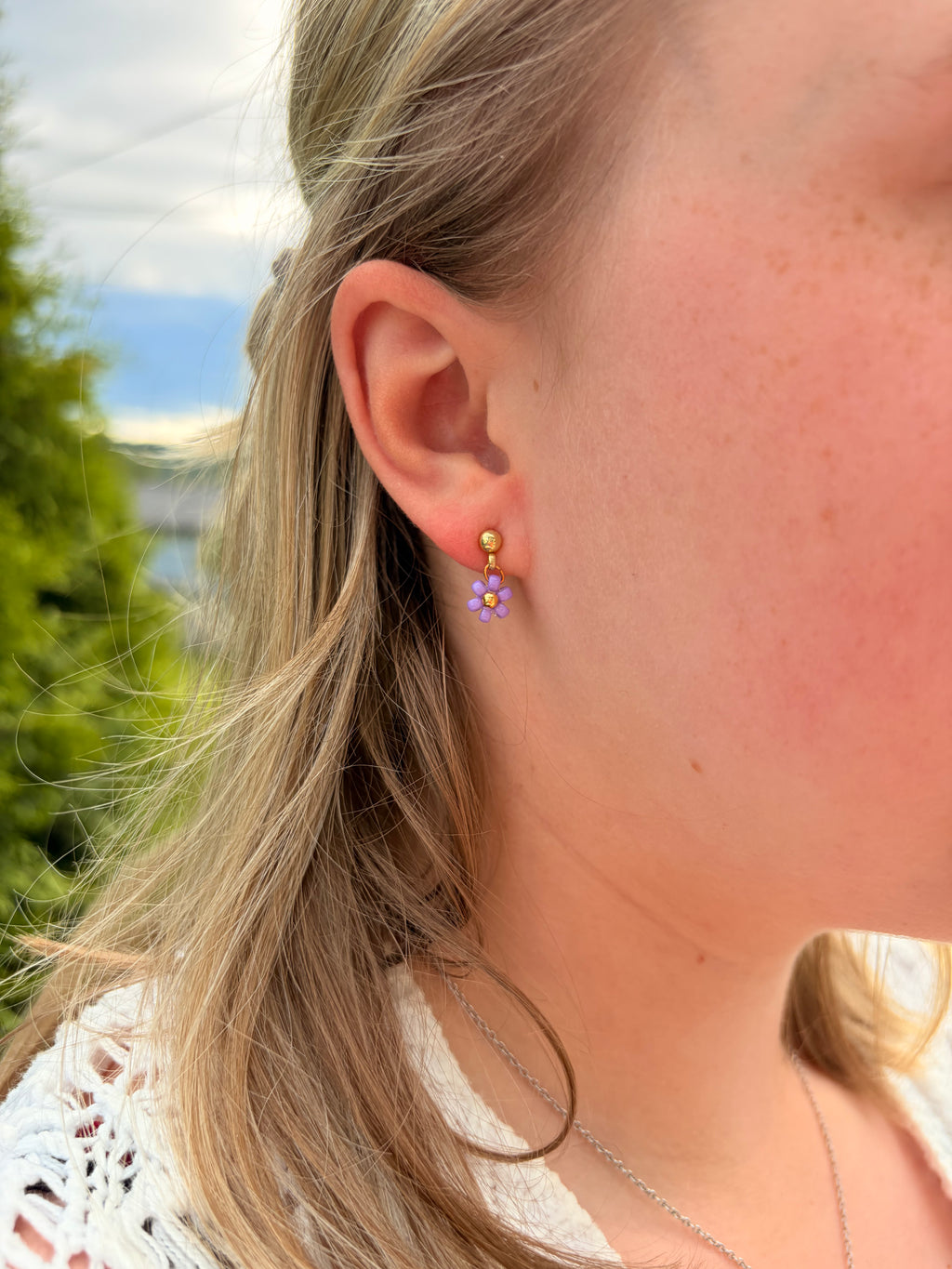 Flower øredobber (Lilla)